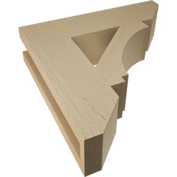 Ekena Millwork - BKTUR035X14X14IMP06RCPR - Timberthane Faux Wood Imperial Style Bracket, Slat Ends, 3 1/2"W x 14"D x 14"H, Primed Tan