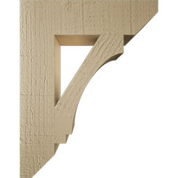 Ekena Millwork - BKTUR035X14X18IMP06RCPR - Timberthane Faux Wood Imperial Style Bracket, Slat Ends, 3 1/2"W x 14"D x 18"H, Primed Tan