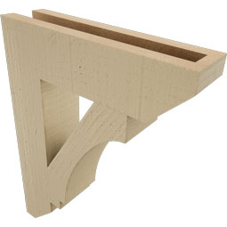 Ekena Millwork - BKTUR035X14X18IMP06RCPR - Timberthane Faux Wood Imperial Style Bracket, Slat Ends, 3 1/2"W x 14"D x 18"H, Primed Tan