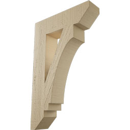 Ekena Millwork - BKTUR035X14X22IMP06RCPR - Timberthane Faux Wood Imperial Style Bracket, Slat Ends, 3 1/2"W x 14"D x 22"H, Primed Tan