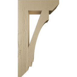 Ekena Millwork - BKTUR035X14X26IMP06RCPR - Timberthane Faux Wood Imperial Style Bracket, Slat Ends, 3 1/2"W x 14"D x 26"H, Primed Tan