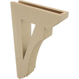 Ekena Millwork - BKTUR035X14X26IMP06RCPR - Timberthane Faux Wood Imperial Style Bracket, Slat Ends, 3 1/2"W x 14"D x 26"H, Primed Tan
