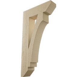 Ekena Millwork - BKTUR035X14X26IMP06RCPR - Timberthane Faux Wood Imperial Style Bracket, Slat Ends, 3 1/2"W x 14"D x 26"H, Primed Tan