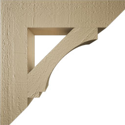 Ekena Millwork - BKTUR035X16X16IMP06RCPR - Timberthane Faux Wood Imperial Style Bracket, Slat Ends, 3 1/2"W x 16"D x 16"H, Primed Tan