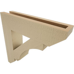 Ekena Millwork - BKTUR035X16X16IMP06RCPR - Timberthane Faux Wood Imperial Style Bracket, Slat Ends, 3 1/2"W x 16"D x 16"H, Primed Tan