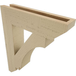 Ekena Millwork - BKTUR035X16X20IMP06RCPR - Timberthane Faux Wood Imperial Style Bracket, Slat Ends, 3 1/2"W x 16"D x 20"H, Primed Tan