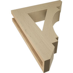 Ekena Millwork - BKTUR035X16X20IMP06RCPR - Timberthane Faux Wood Imperial Style Bracket, Slat Ends, 3 1/2"W x 16"D x 20"H, Primed Tan