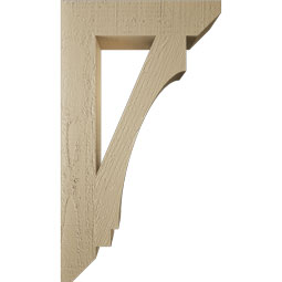 Ekena Millwork - BKTUR035X16X28IMP06RCPR - Timberthane Faux Wood Imperial Style Bracket, Slat Ends, 3 1/2"W x 16"D x 28"H, Primed Tan