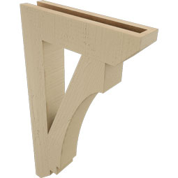 Ekena Millwork - BKTUR035X16X28IMP06RCPR - Timberthane Faux Wood Imperial Style Bracket, Slat Ends, 3 1/2"W x 16"D x 28"H, Primed Tan
