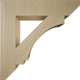 Ekena Millwork - BKTUR035X18X18IMP06RCPR - Timberthane Faux Wood Imperial Style Bracket, Slat Ends, 3 1/2"W x 18"D x 18"H, Primed Tan