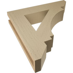 Ekena Millwork - BKTUR035X18X18IMP06RCPR - Timberthane Faux Wood Imperial Style Bracket, Slat Ends, 3 1/2"W x 18"D x 18"H, Primed Tan