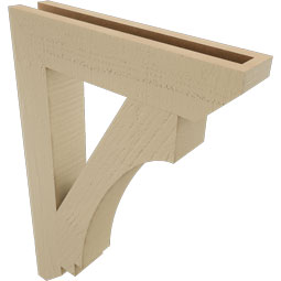 Ekena Millwork - BKTUR035X18X26IMP06RCPR - Timberthane Faux Wood Imperial Style Bracket, Slat Ends, 3 1/2"W x 18"D x 26"H, Primed Tan