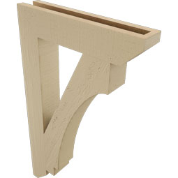 Ekena Millwork - BKTUR035X18X30IMP06RCPR - Timberthane Faux Wood Imperial Style Bracket, Slat Ends, 3 1/2"W x 18"D x 30"H, Primed Tan