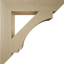 Ekena Millwork - BKTUR035X20X20IMP06RCPR - Timberthane Faux Wood Imperial Style Bracket, Slat Ends, 3 1/2"W x 20"D x 20"H, Primed Tan