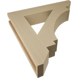 Ekena Millwork - BKTUR035X20X20IMP06RCPR - Timberthane Faux Wood Imperial Style Bracket, Slat Ends, 3 1/2"W x 20"D x 20"H, Primed Tan