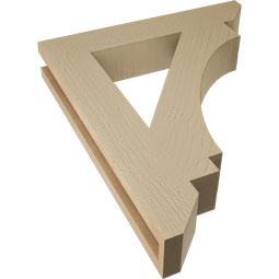 Ekena Millwork - BKTUR035X20X24IMP06RCPR - Timberthane Faux Wood Imperial Style Bracket, Slat Ends, 3 1/2"W x 20"D x 24"H, Primed Tan
