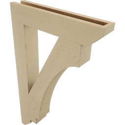 Ekena Millwork - BKTUR035X20X32IMP06RCPR - Timberthane Faux Wood Imperial Style Bracket, Slat Ends, 3 1/2"W x 20"D x 32"H, Primed Tan