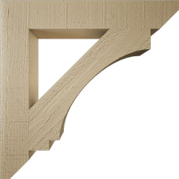 Ekena Millwork - BKTUR035X22X22IMP06RCPR - Timberthane Faux Wood Imperial Style Bracket, Slat Ends, 3 1/2"W x 22"D x 22"H, Primed Tan