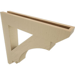 Ekena Millwork - BKTUR035X22X22IMP06RCPR - Timberthane Faux Wood Imperial Style Bracket, Slat Ends, 3 1/2"W x 22"D x 22"H, Primed Tan