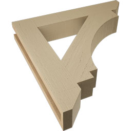 Ekena Millwork - BKTUR035X22X22IMP06RCPR - Timberthane Faux Wood Imperial Style Bracket, Slat Ends, 3 1/2"W x 22"D x 22"H, Primed Tan