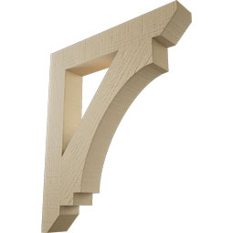 Ekena Millwork - BKTUR035X22X26IMP06RCPR - Timberthane Faux Wood Imperial Style Bracket, Slat Ends, 3 1/2"W x 22"D x 26"H, Primed Tan