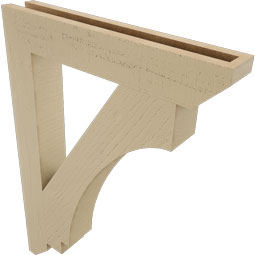 Ekena Millwork - BKTUR035X22X30IMP06RCPR - Timberthane Faux Wood Imperial Style Bracket, Slat Ends, 3 1/2"W x 22"D x 30"H, Primed Tan