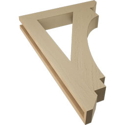 Ekena Millwork - BKTUR035X22X34IMP06RCPR - Timberthane Faux Wood Imperial Style Bracket, Slat Ends, 3 1/2"W x 22"D x 34"H, Primed Tan