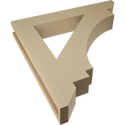 Ekena Millwork - BKTUR035X24X24IMP06RCPR - Timberthane Faux Wood Imperial Style Bracket, Slat Ends, 3 1/2"W x 24"D x 24"H, Primed Tan