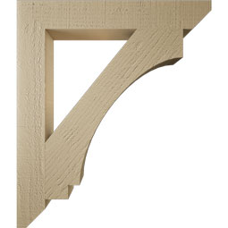 Ekena Millwork - BKTUR035X24X28IMP06RCPR - Timberthane Faux Wood Imperial Style Bracket, Slat Ends, 3 1/2"W x 24"D x 28"H, Primed Tan