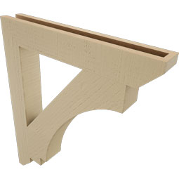 Ekena Millwork - BKTUR035X24X28IMP06RCPR - Timberthane Faux Wood Imperial Style Bracket, Slat Ends, 3 1/2"W x 24"D x 28"H, Primed Tan
