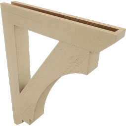 Ekena Millwork - BKTUR035X24X32IMP06RCPR - Timberthane Faux Wood Imperial Style Bracket, Slat Ends, 3 1/2"W x 24"D x 32"H, Primed Tan