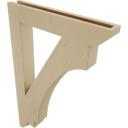 Ekena Millwork - BKTUR035X24X36IMP06RCPR - Timberthane Faux Wood Imperial Style Bracket, Slat Ends, 3 1/2"W x 24"D x 36"H, Primed Tan