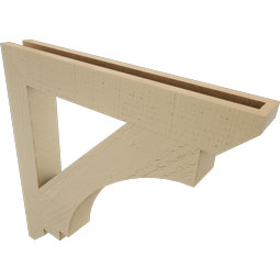 Ekena Millwork - BKTUR035X26X26IMP06RCPR - Timberthane Faux Wood Imperial Style Bracket, Slat Ends, 3 1/2"W x 26"D x 26"H, Primed Tan