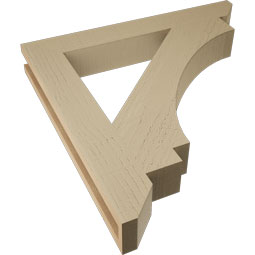 Ekena Millwork - BKTUR035X26X26IMP06RCPR - Timberthane Faux Wood Imperial Style Bracket, Slat Ends, 3 1/2"W x 26"D x 26"H, Primed Tan