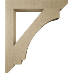 Ekena Millwork - BKTUR035X26X30IMP06RCPR - Timberthane Faux Wood Imperial Style Bracket, Slat Ends, 3 1/2"W x 26"D x 30"H, Primed Tan