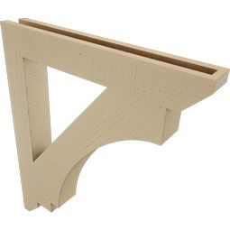 Ekena Millwork - BKTUR035X26X30IMP06RCPR - Timberthane Faux Wood Imperial Style Bracket, Slat Ends, 3 1/2"W x 26"D x 30"H, Primed Tan