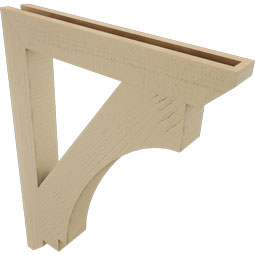 Ekena Millwork - BKTUR035X26X34IMP06RCPR - Timberthane Faux Wood Imperial Style Bracket, Slat Ends, 3 1/2"W x 26"D x 34"H, Primed Tan