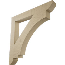 Ekena Millwork - BKTUR035X28X28IMP06RCPR - Timberthane Faux Wood Imperial Style Bracket, Slat Ends, 3 1/2"W x 28"D x 28"H, Primed Tan