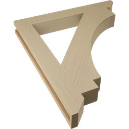 Ekena Millwork - BKTUR035X28X32IMP06RCPR - Timberthane Faux Wood Imperial Style Bracket, Slat Ends, 3 1/2"W x 28"D x 32"H, Primed Tan