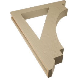 Ekena Millwork - BKTUR035X28X36IMP06RCPR - Timberthane Faux Wood Imperial Style Bracket, Slat Ends, 3 1/2"W x 28"D x 36"H, Primed Tan