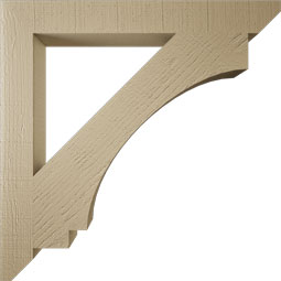 Ekena Millwork - BKTUR035X30X30IMP06RCPR - Timberthane Faux Wood Imperial Style Bracket, Slat Ends, 3 1/2"W x 30"D x 30"H, Primed Tan