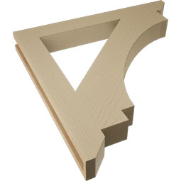 Ekena Millwork - BKTUR035X30X30IMP06RCPR - Timberthane Faux Wood Imperial Style Bracket, Slat Ends, 3 1/2"W x 30"D x 30"H, Primed Tan