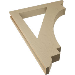 Ekena Millwork - BKTUR035X30X38IMP06RCPR - Timberthane Faux Wood Imperial Style Bracket, Slat Ends, 3 1/2"W x 30"D x 38"H, Primed Tan