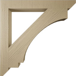 Ekena Millwork - BKTUR035X32X32IMP06RCPR - Timberthane Faux Wood Imperial Style Bracket, Slat Ends, 3 1/2"W x 32"D x 32"H, Primed Tan