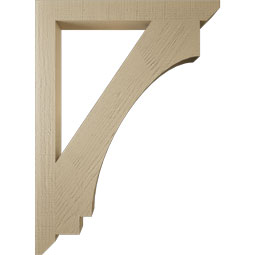 Ekena Millwork - BKTUR035X32X44IMP06RCPR - Timberthane Faux Wood Imperial Style Bracket, Slat Ends, 3 1/2"W x 32"D x 44"H, Primed Tan