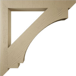 Ekena Millwork - BKTUR035X34X34IMP06RCPR - Timberthane Faux Wood Imperial Style Bracket, Slat Ends, 3 1/2"W x 34"D x 34"H, Primed Tan