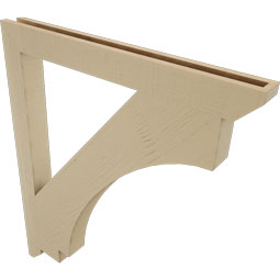 Ekena Millwork - BKTUR035X36X42IMP06RCPR - Timberthane Faux Wood Imperial Style Bracket, Slat Ends, 3 1/2"W x 36"D x 42"H, Primed Tan