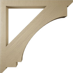 Ekena Millwork - BKTUR035X44X44IMP06RCPR - Timberthane Faux Wood Imperial Style Bracket, Slat Ends, 3 1/2"W x 44"D x 44"H, Primed Tan