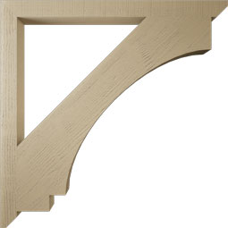 Ekena Millwork - BKTUR035X48X48IMP06RCPR - Timberthane Faux Wood Imperial Style Bracket, Slat Ends, 3 1/2"W x 48"D x 48"H, Primed Tan