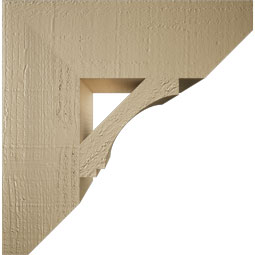 Ekena Millwork - BKTUR055X18X18IMP06RCPR - Timberthane Faux Wood Imperial Style Bracket, Slat Ends, 5 1/2"W x 18"D x 18"H, Primed Tan